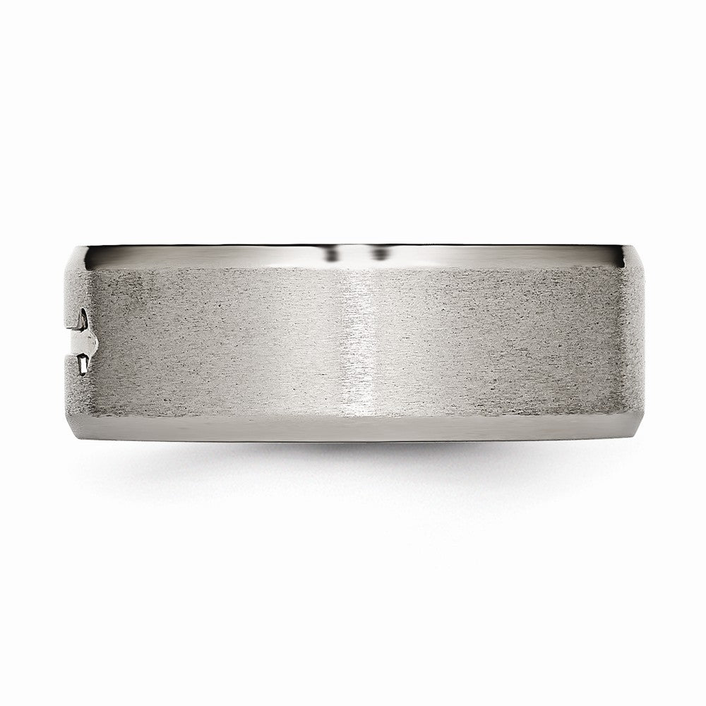 Chisel Titanium Cross Design 8mm Satin Beveled Edge Wedding Band