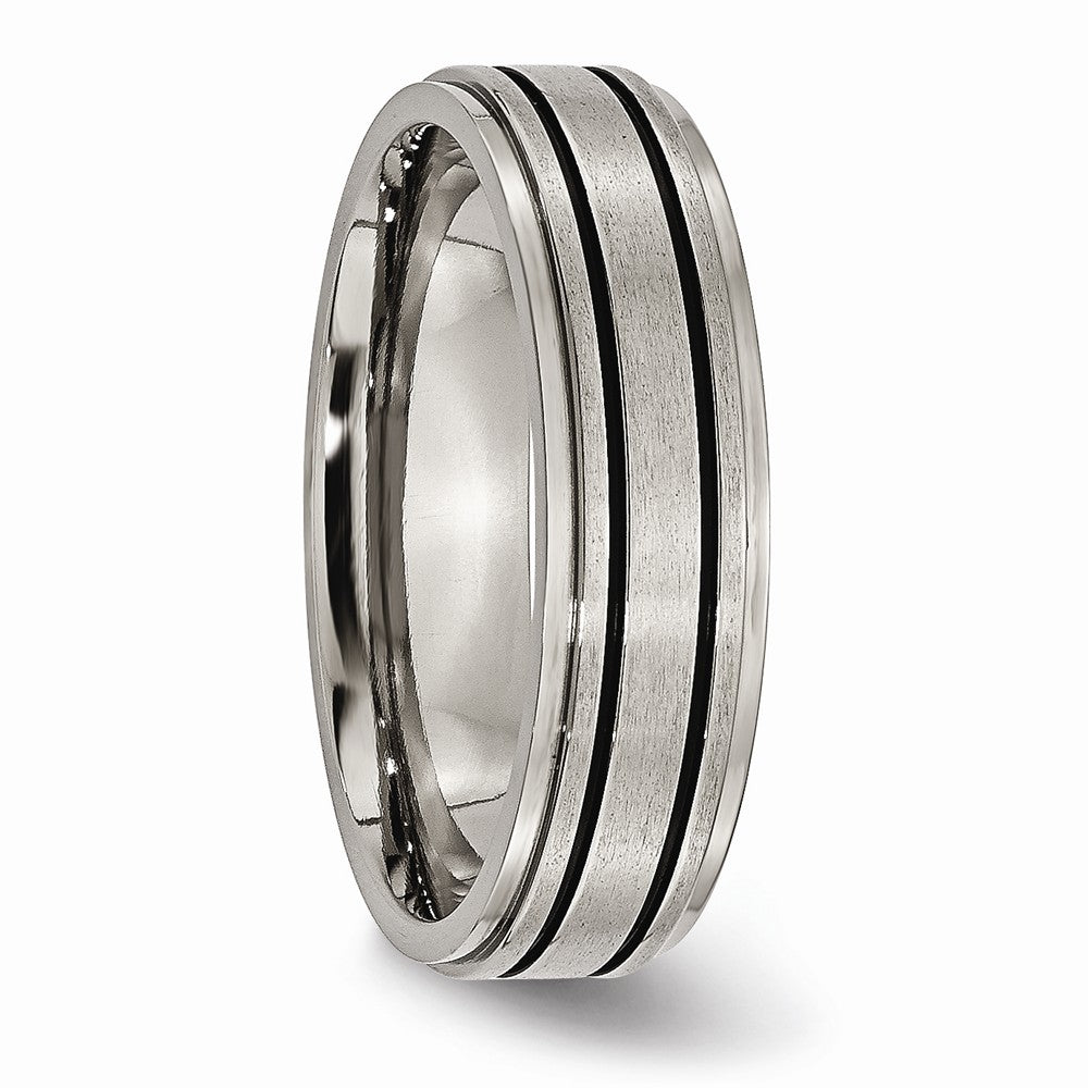 Chisel Titanium Enameled Flat 6mm Satin and Polished Wedding Band