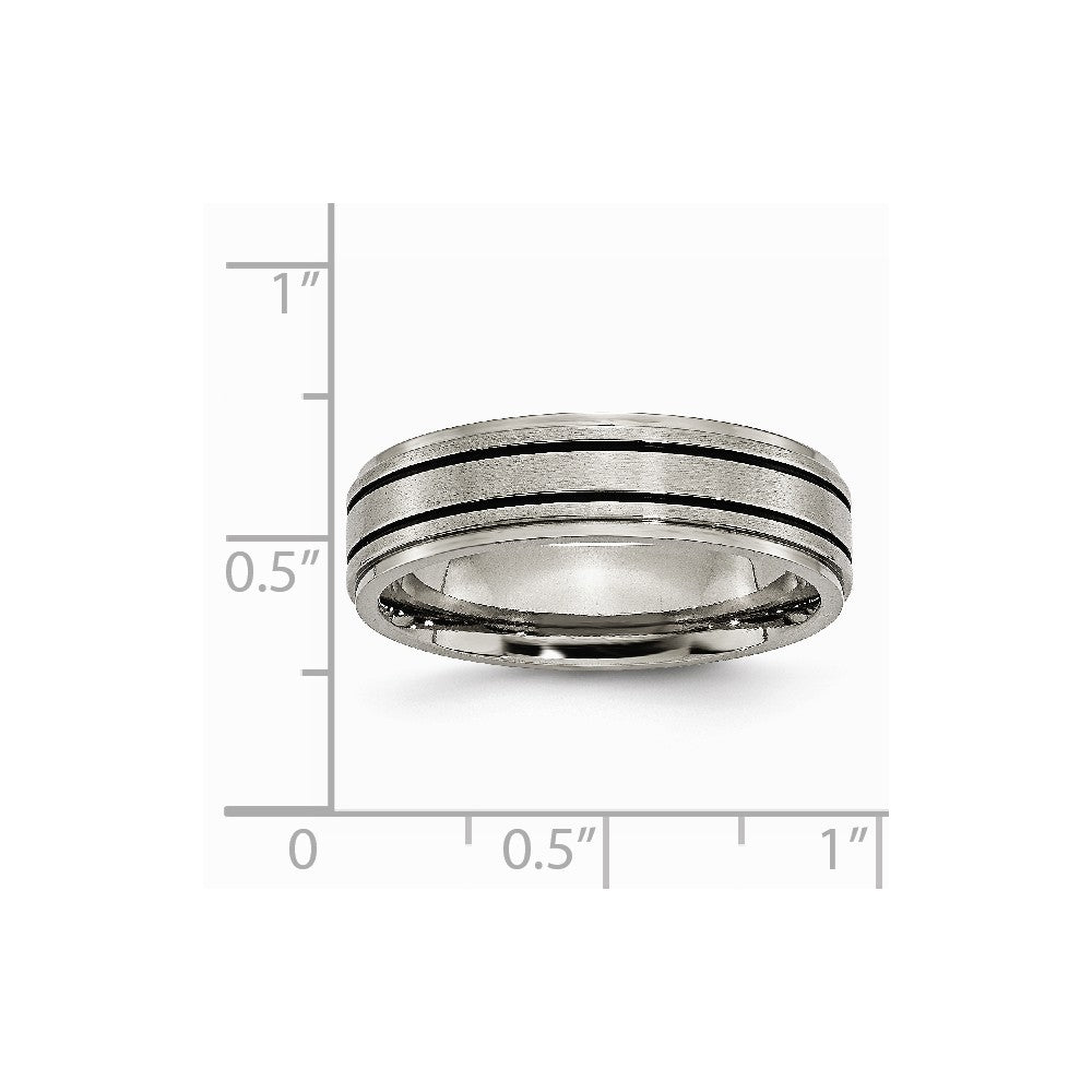Chisel Titanium Enameled Flat 6mm Satin and Polished Wedding Band