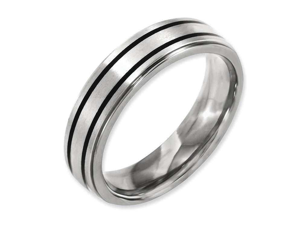 Chisel Titanium Enameled Flat 6mm Satin and Polished Wedding Band