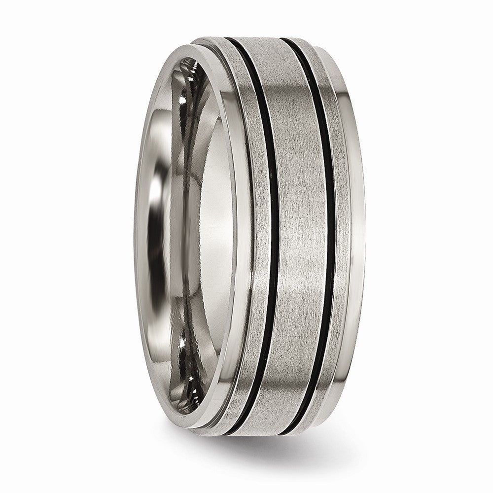 Chisel Titanium Enameled Flat 8mm Satin and Polished Wedding Band