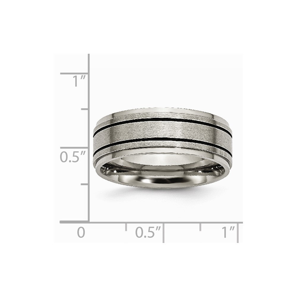 Chisel Titanium Enameled Flat 8mm Satin and Polished Wedding Band