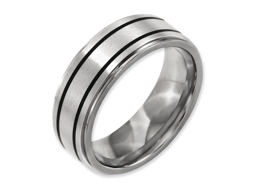 Chisel Titanium Enameled Flat 8mm Satin and Polished Wedding Band