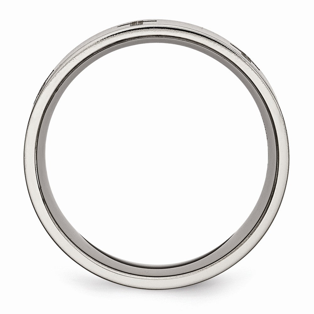 Chisel Titanium Flat 8mm Laser Design Brushed Wedding Band