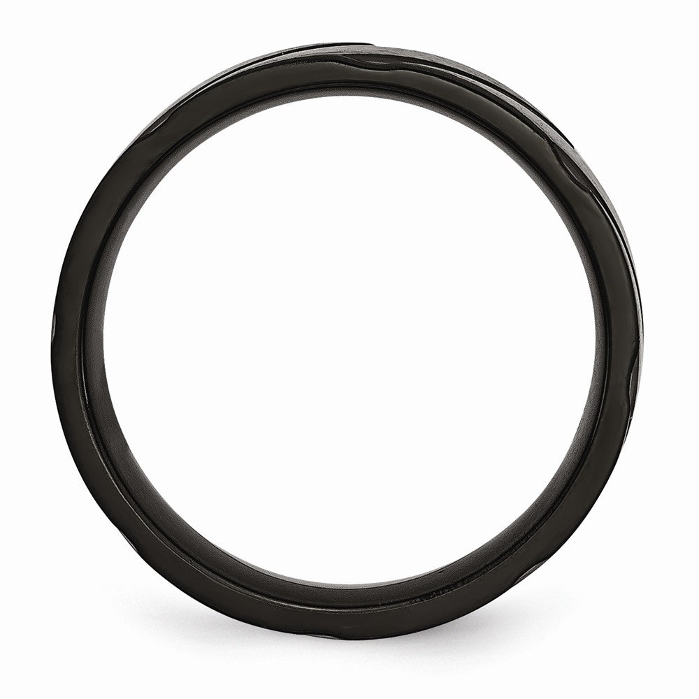 Chisel Titanium Swirl Design Black Ip-plated 6mm Brushed/polished Wedding Band