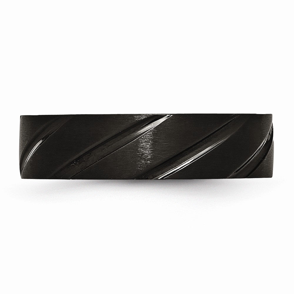 Chisel Titanium Swirl Design Black Ip-plated 6mm Brushed/polished Wedding Band