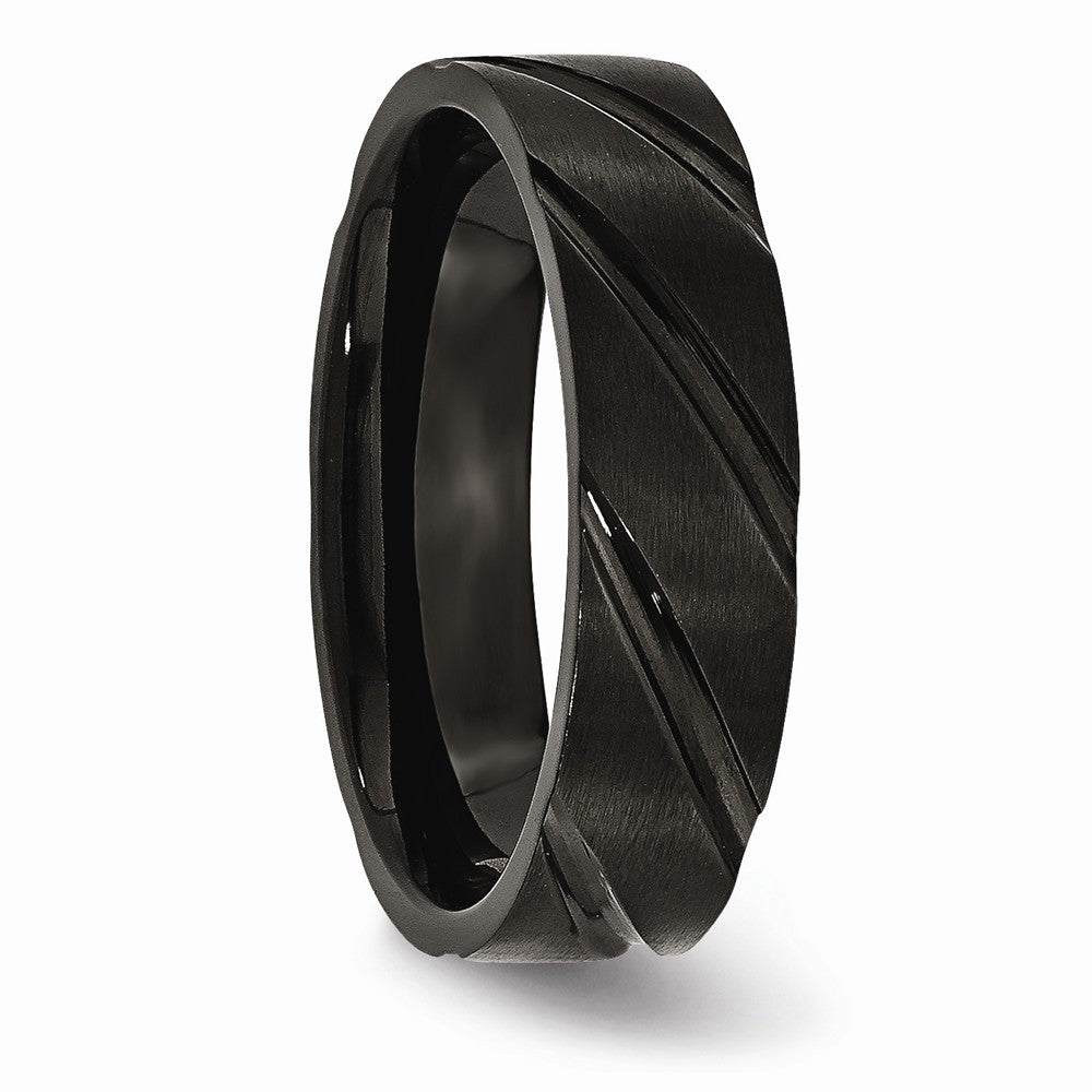 Chisel Titanium Swirl Design Black Ip-plated 6mm Brushed/polished Wedding Band