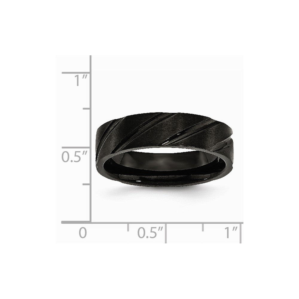 Chisel Titanium Swirl Design Black Ip-plated 6mm Brushed/polished Wedding Band
