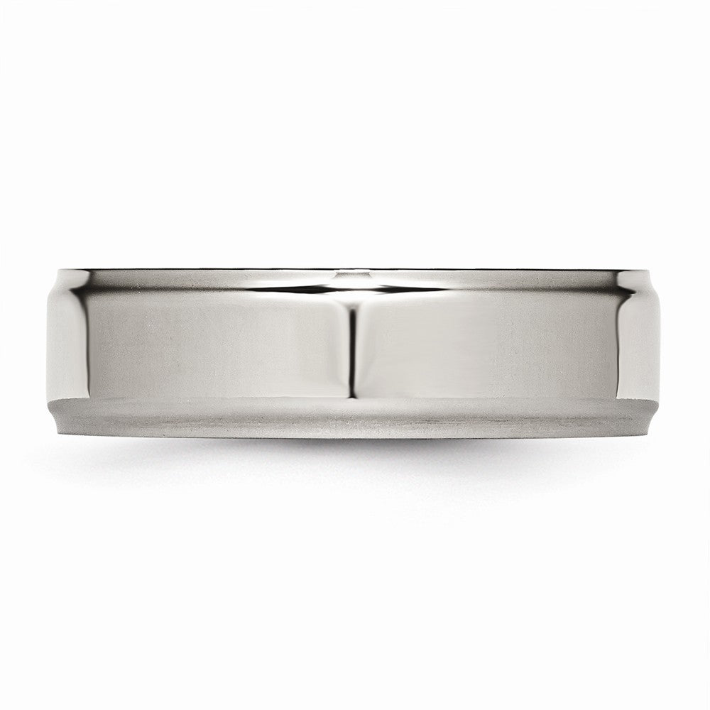 Chisel Titanium Ridged Edge 7mm Polished Wedding Band