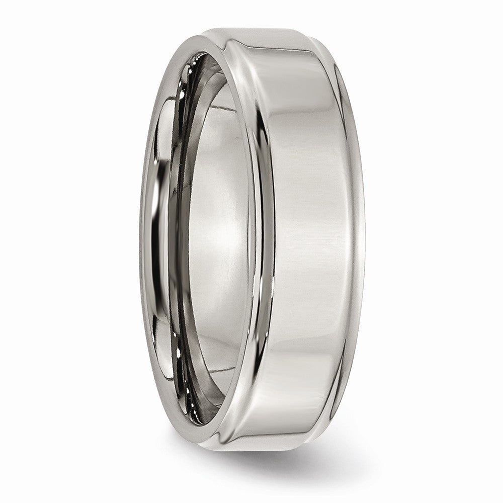 Chisel Titanium Ridged Edge 7mm Polished Wedding Band