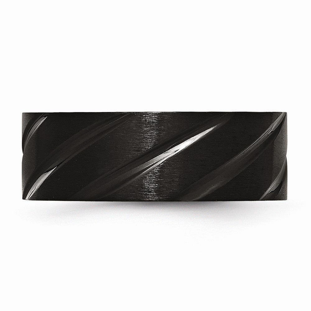 Chisel Titanium Swirl Design Black Ip-plated 8mm Brushed/polished Wedding Band
