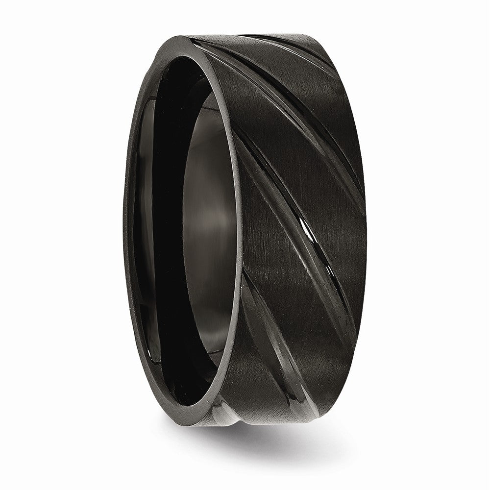 Chisel Titanium Swirl Design Black Ip-plated 8mm Brushed/polished Wedding Band