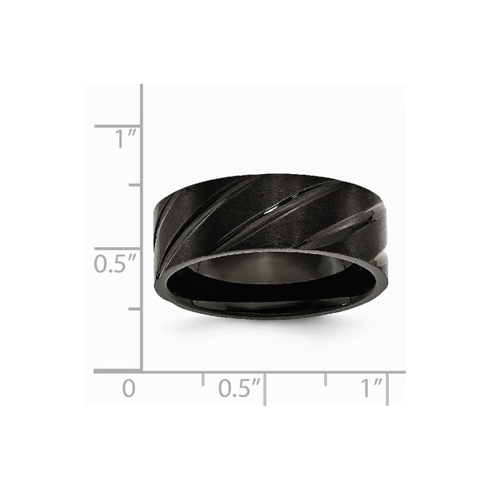 Chisel Titanium Swirl Design Black Ip-plated 8mm Brushed/polished Wedding Band