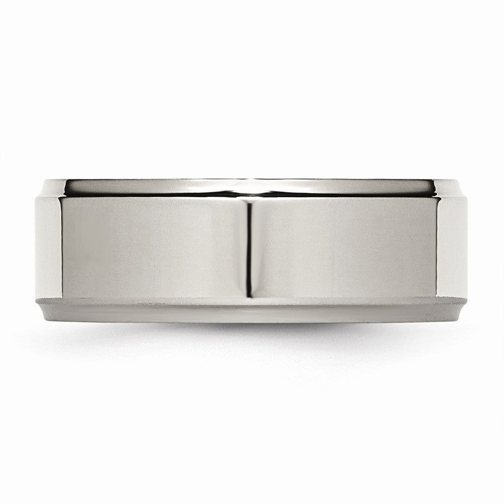 Chisel Titanium Ridged Edge 8mm Polished Wedding Band