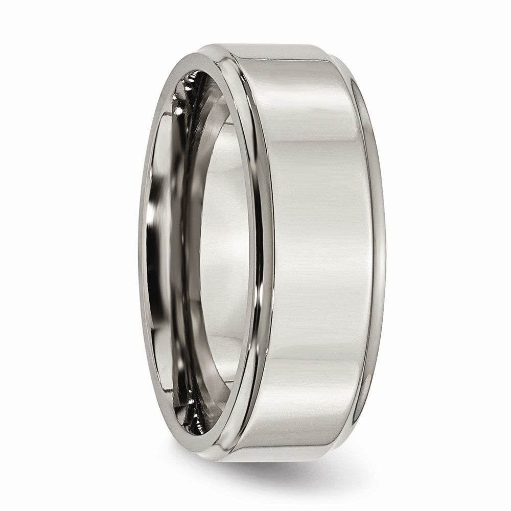 Chisel Titanium Ridged Edge 8mm Polished Wedding Band