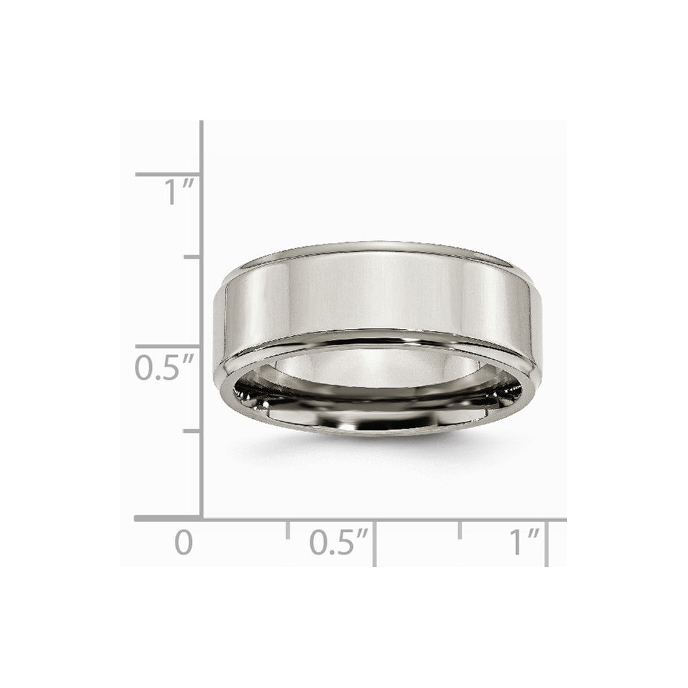 Chisel Titanium Ridged Edge 8mm Polished Wedding Band