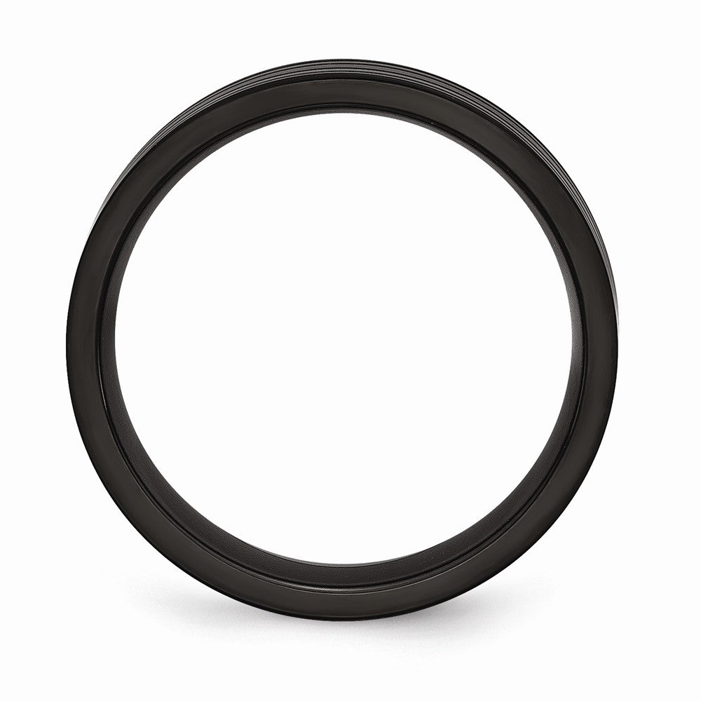 Chisel Titanium Grooved Black Ip-plated 6mm Brushed And Polished Wedding Band