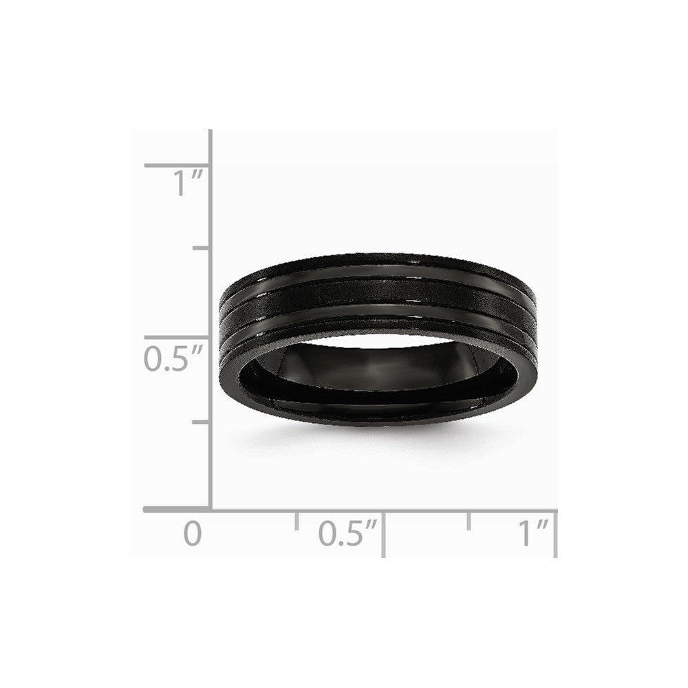Chisel Titanium Grooved Black Ip-plated 6mm Brushed And Polished Wedding Band