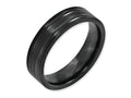 Chisel Titanium Grooved Black Ip-plated 6mm Brushed And Polished Wedding Band