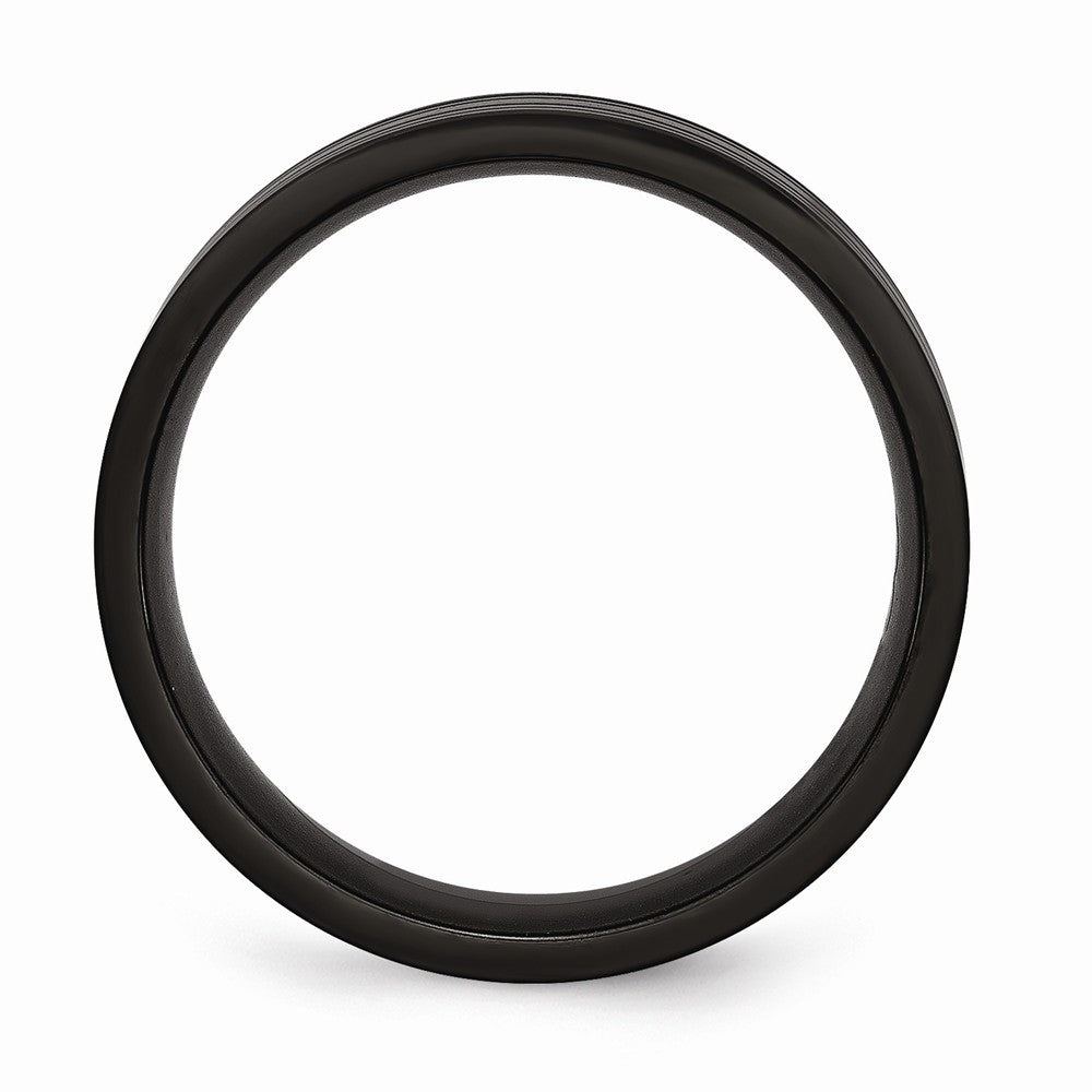 Chisel Titanium Grooved Black Ip-plated 8mm Brushed And Polished Wedding Band