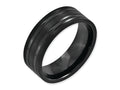 Chisel Titanium Grooved Black Ip-plated 8mm Brushed And Polished Wedding Band
