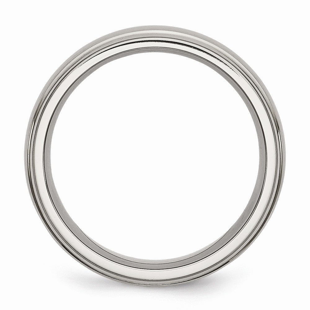 Chisel Titanium Ridged Edge 7mm Brushed And Polished Wedding Band