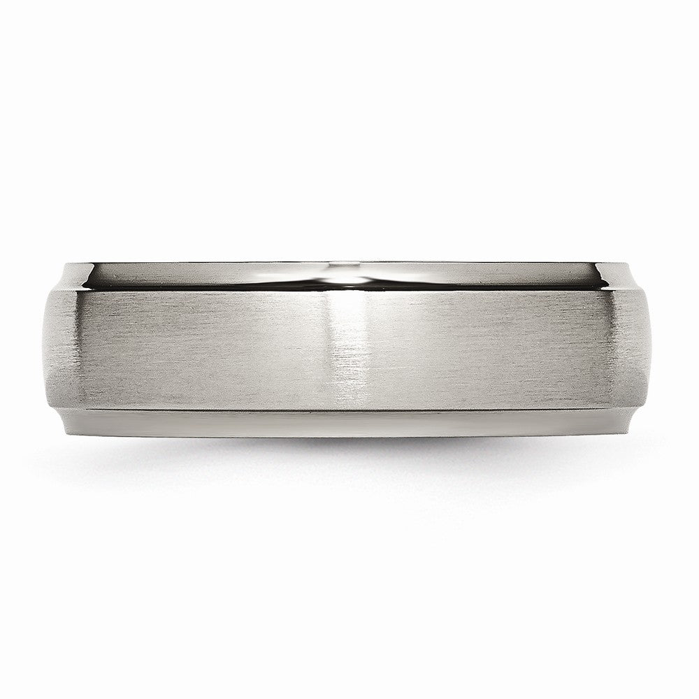 Chisel Titanium Ridged Edge 7mm Brushed And Polished Wedding Band