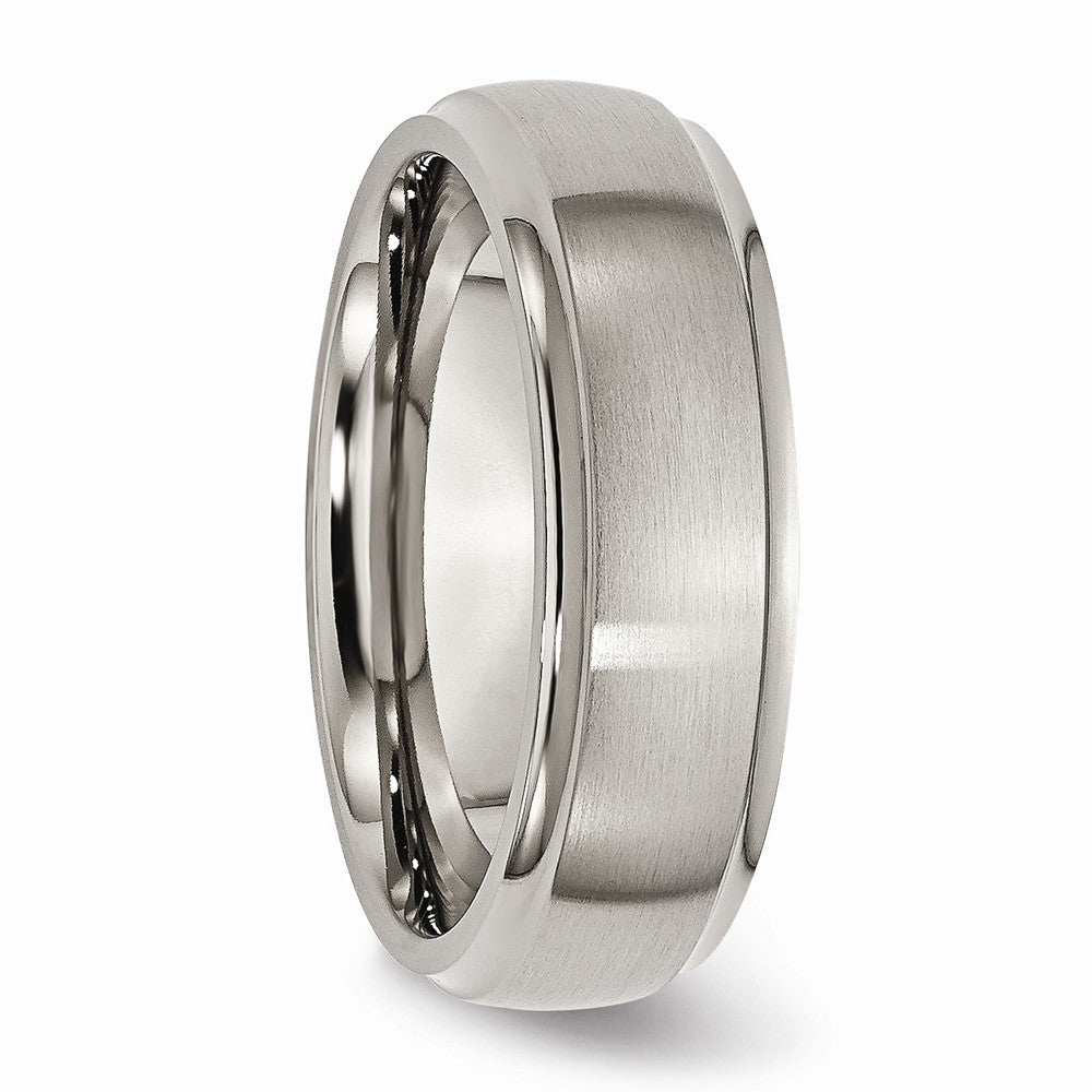 Chisel Titanium Ridged Edge 7mm Brushed And Polished Wedding Band