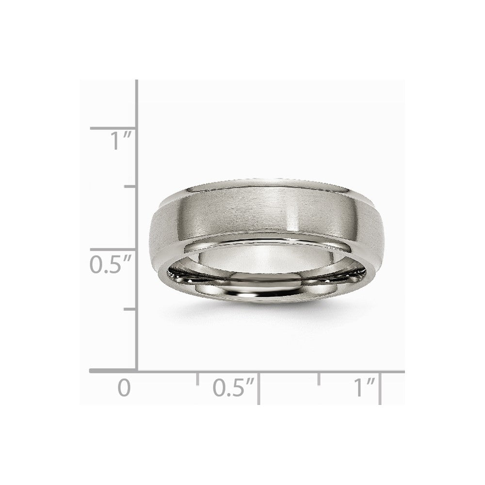 Chisel Titanium Ridged Edge 7mm Brushed And Polished Wedding Band