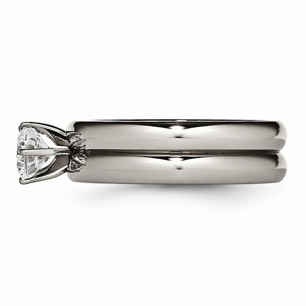 Chisel Titanium CZ Ring