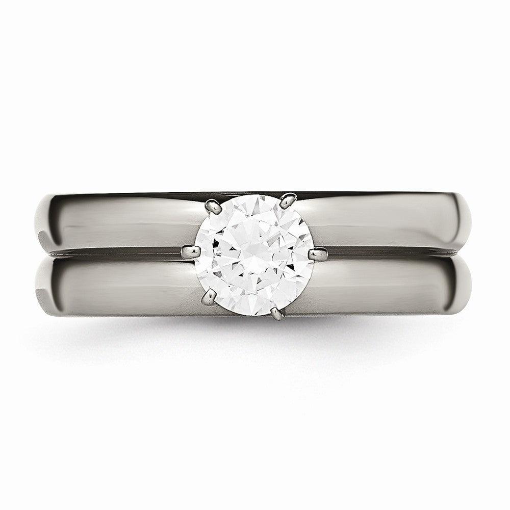 Chisel Titanium CZ Ring