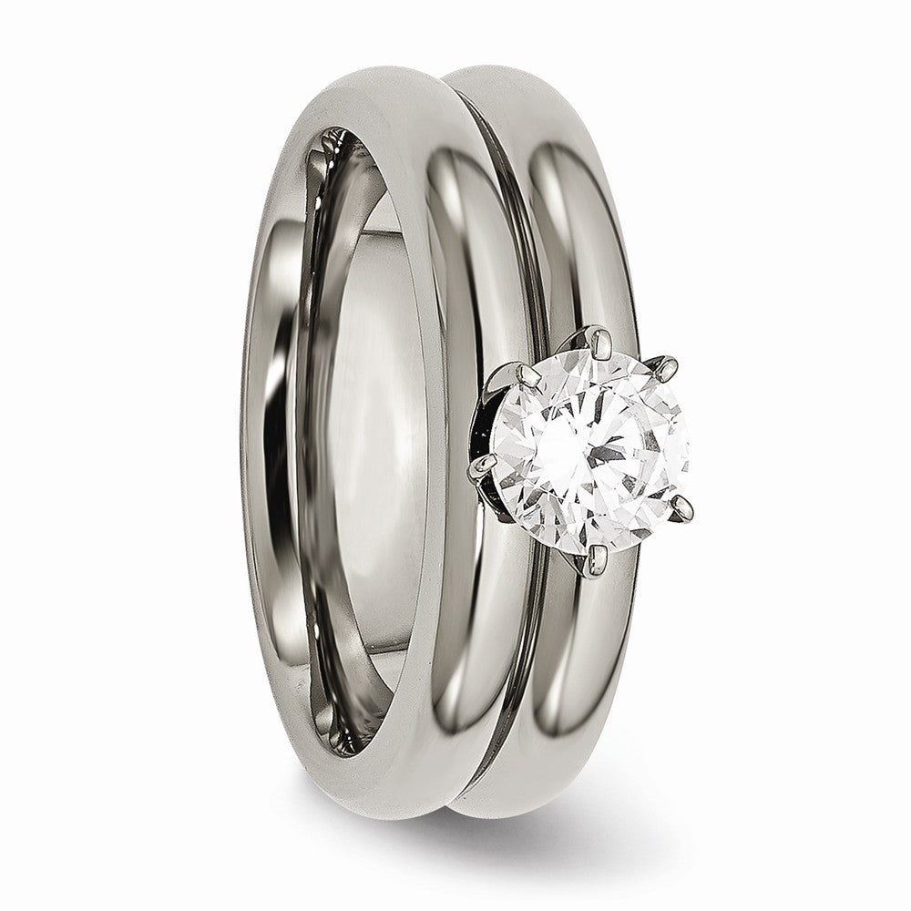 Chisel Titanium CZ Ring