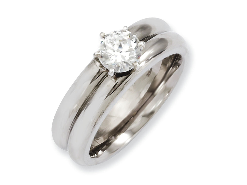 Chisel Titanium CZ Ring