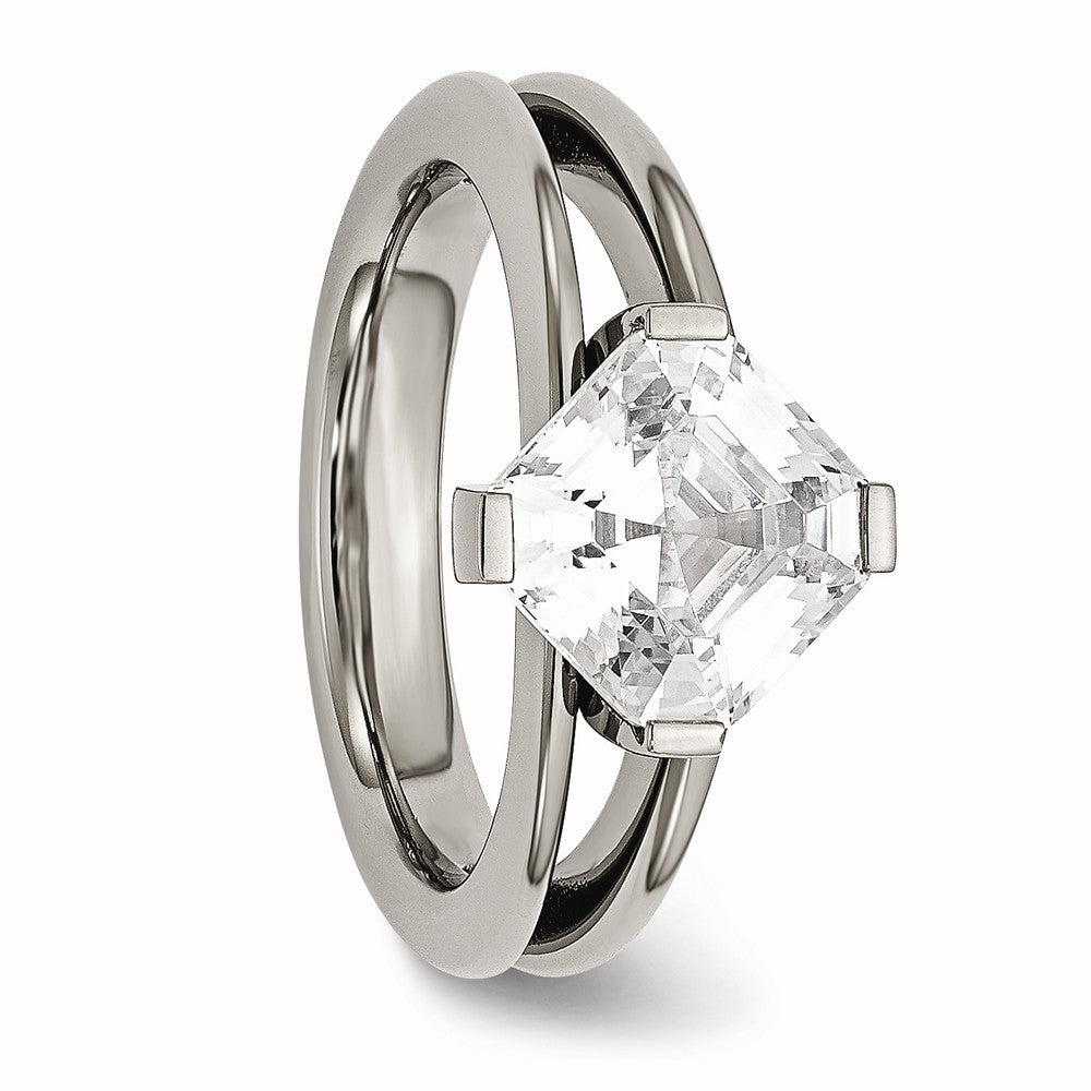 Chisel Titanium CZ Ring