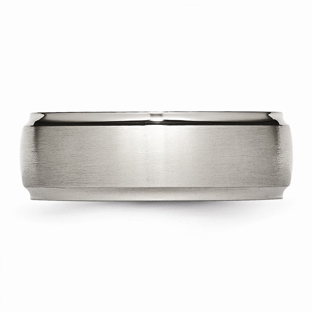 Chisel Titanium Ridged Edge 8mm Brushed And Polished Wedding Band