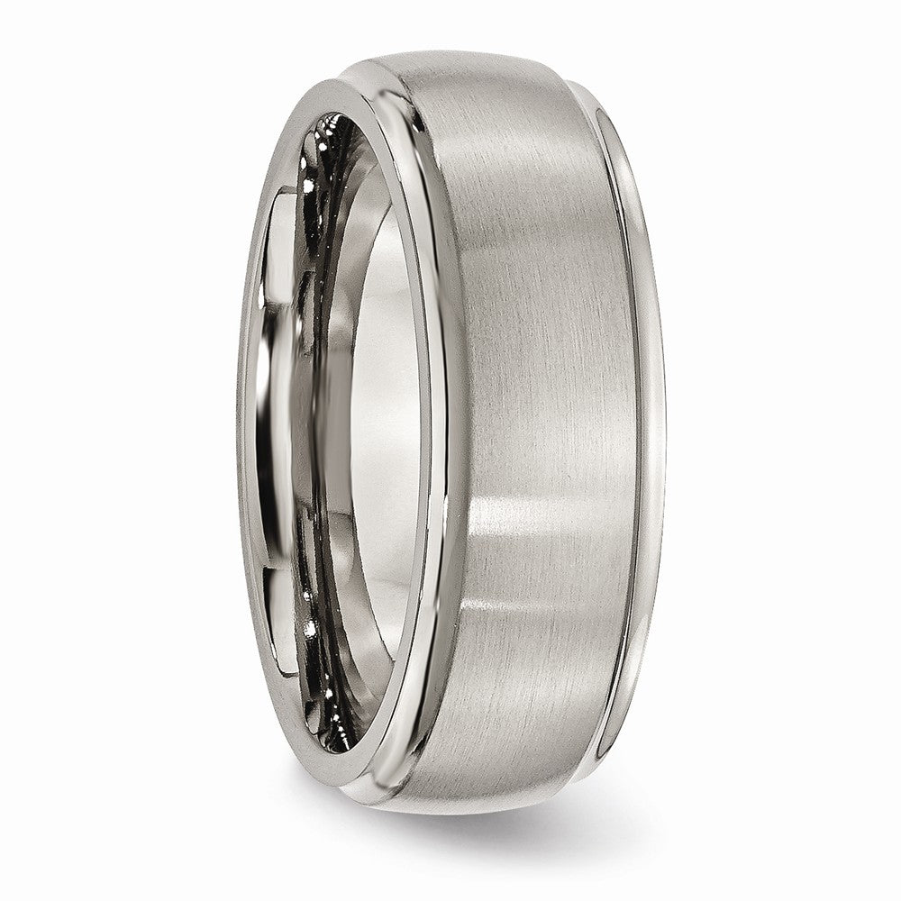 Chisel Titanium Ridged Edge 8mm Brushed And Polished Wedding Band
