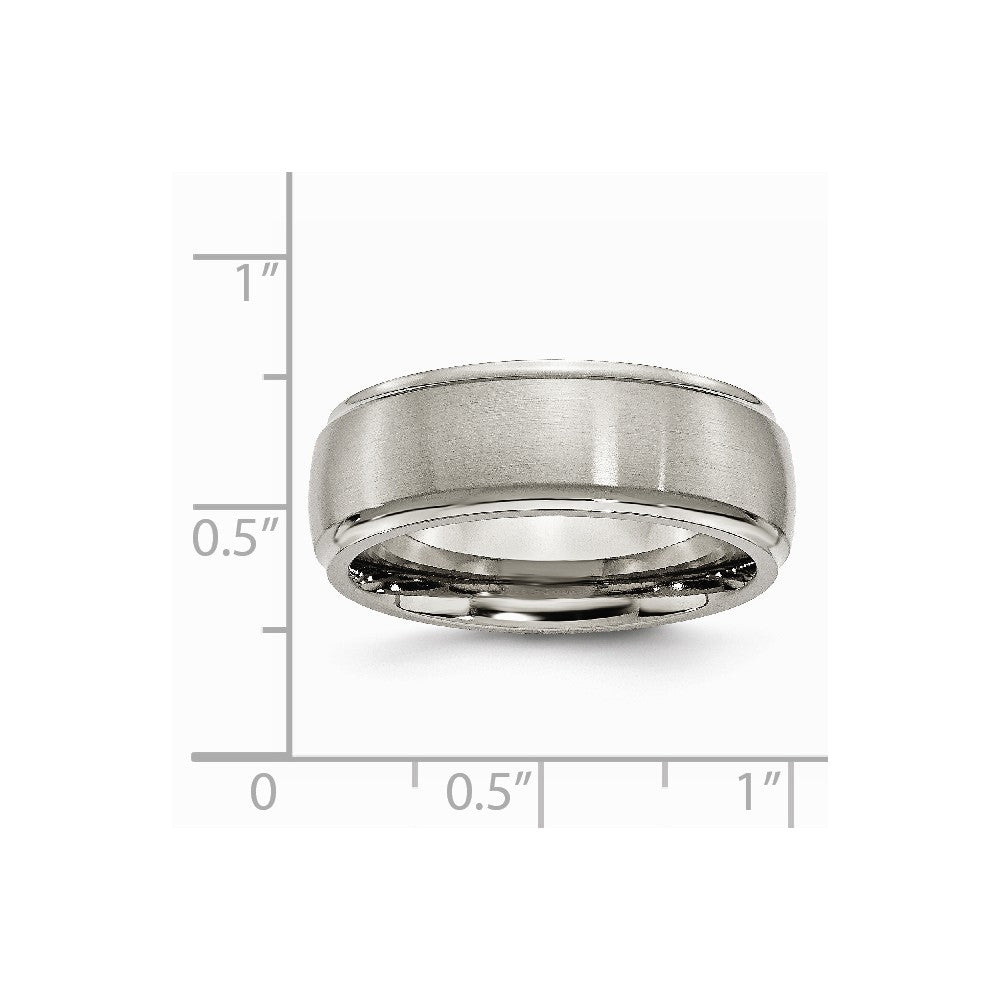 Chisel Titanium Ridged Edge 8mm Brushed And Polished Wedding Band