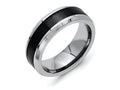 Chisel Titanium Base W/polished Black Ceramic Center Beveled 8mm Wedding Band