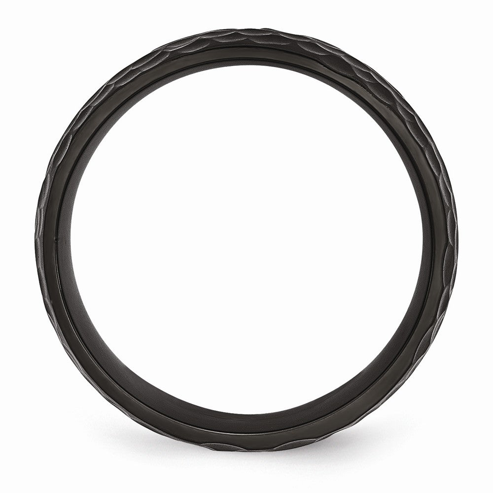 Chisel Titanium Black Ip-plated Hammered 8mm Wedding Band