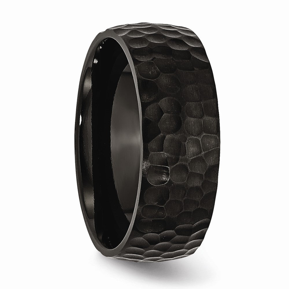 Chisel Titanium Black Ip-plated Hammered 8mm Wedding Band