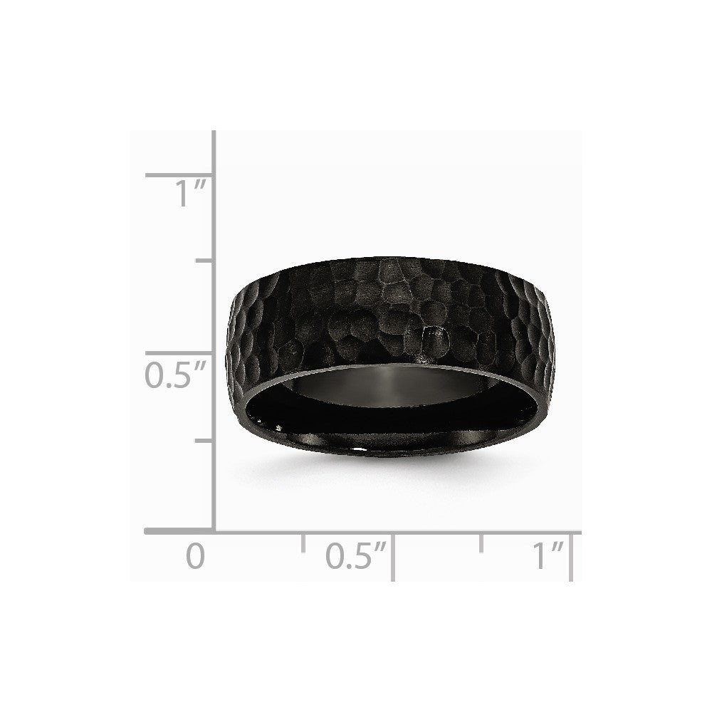 Chisel Titanium Black Ip-plated Hammered 8mm Wedding Band