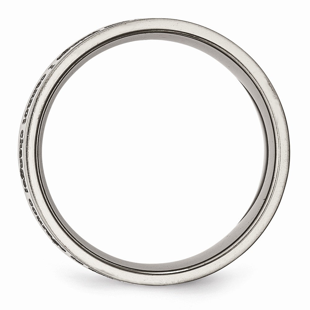 Chisel Titanium Flat 8mm Laser Design Polished Wedding Band