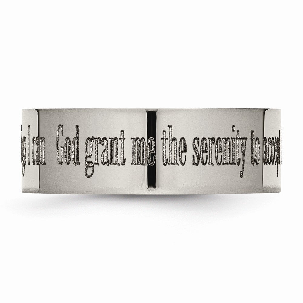 Chisel Titanium Flat 8mm Laser Design Polished Wedding Band