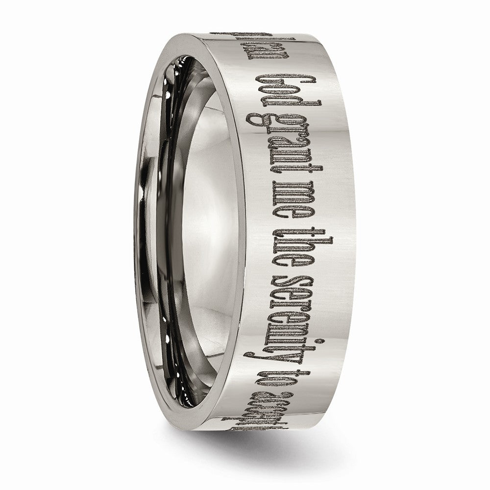 Chisel Titanium Flat 8mm Laser Design Polished Wedding Band