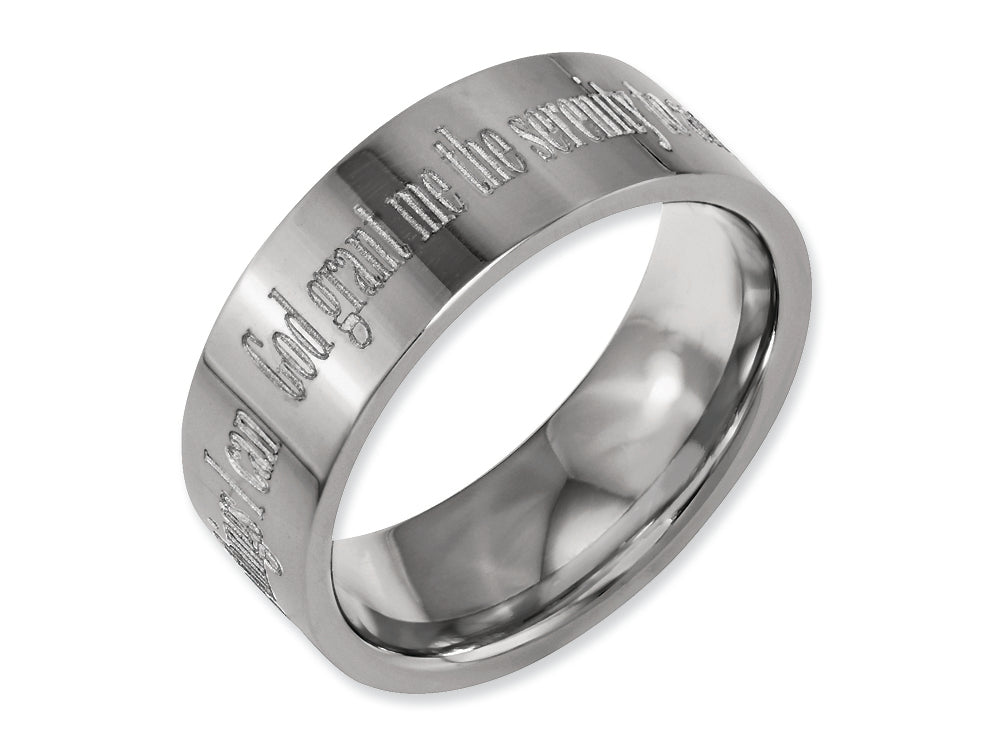Chisel Titanium Flat 8mm Laser Design Polished Wedding Band