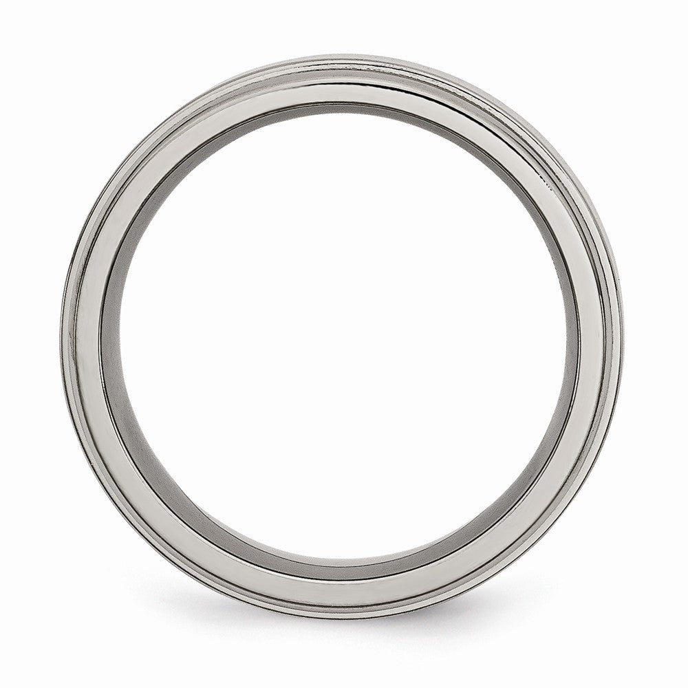 Chisel Titanium Grooved Edge 8mm Polished Wedding Band