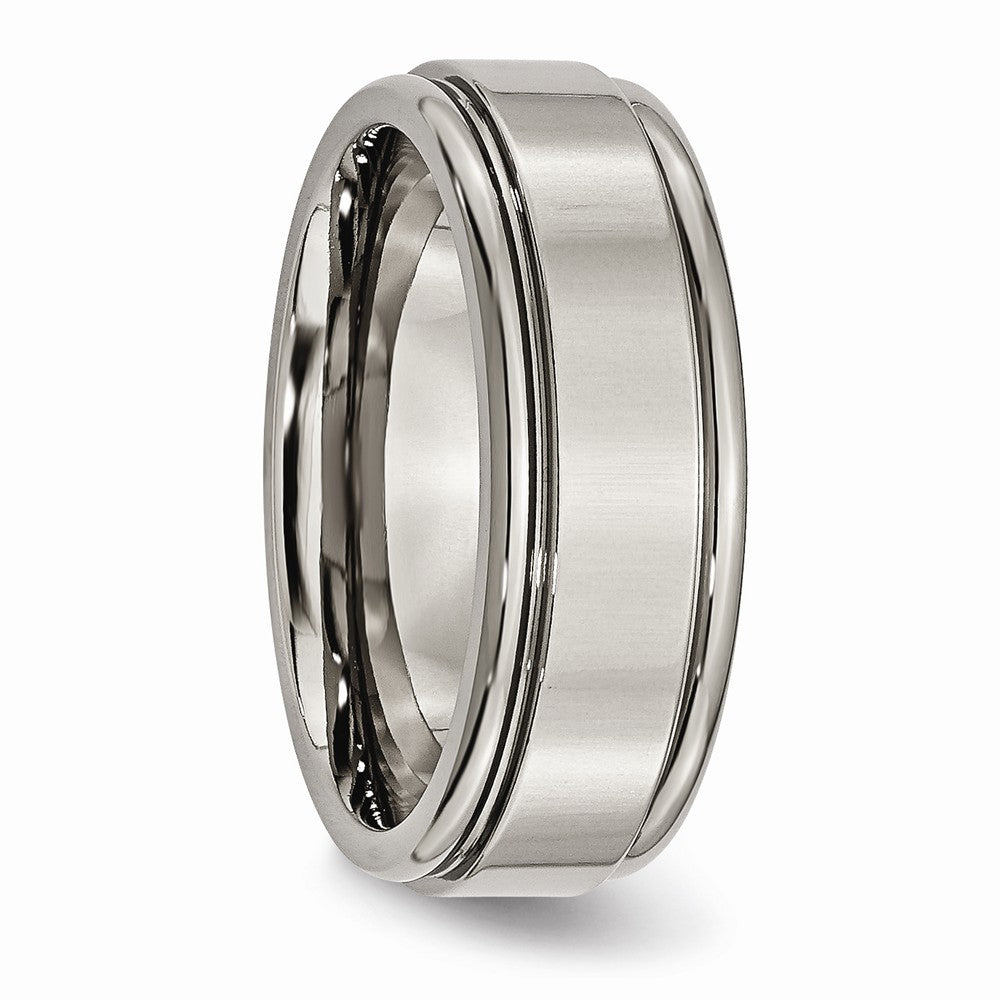 Chisel Titanium Grooved Edge 8mm Polished Wedding Band