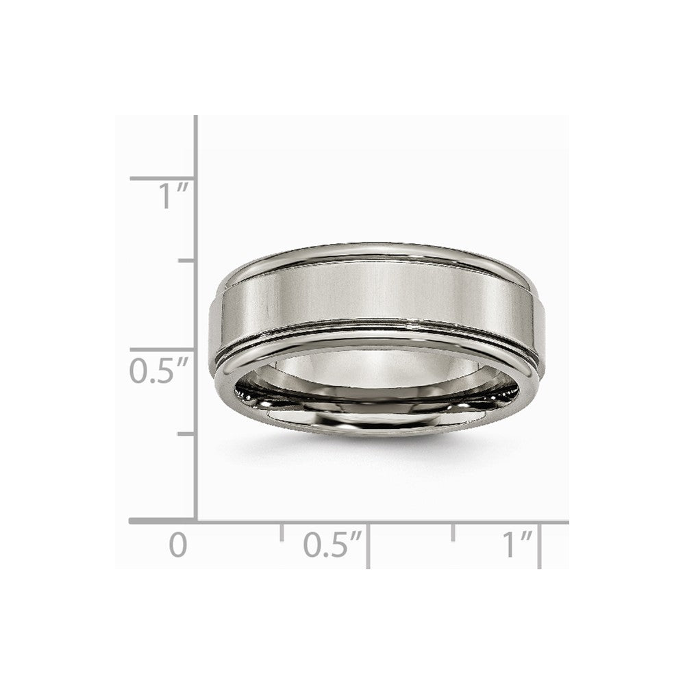Chisel Titanium Grooved Edge 8mm Polished Wedding Band