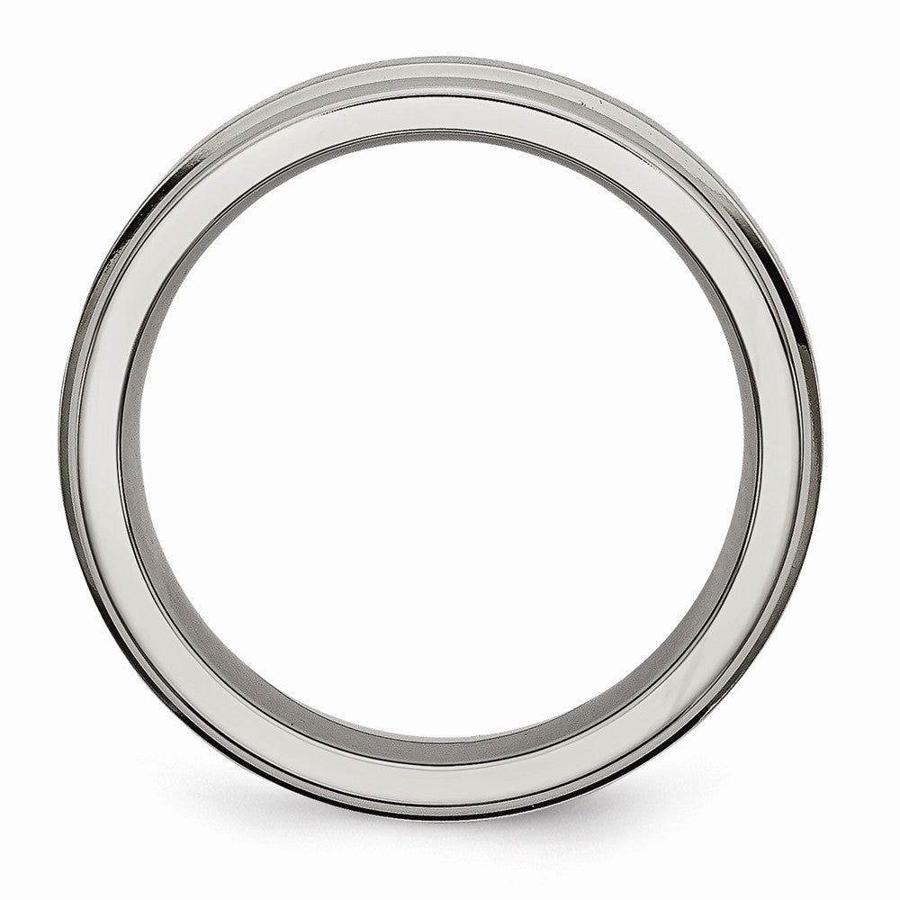 Chisel Titanium Grooved Edge 6mm Satin And Polished Wedding Band