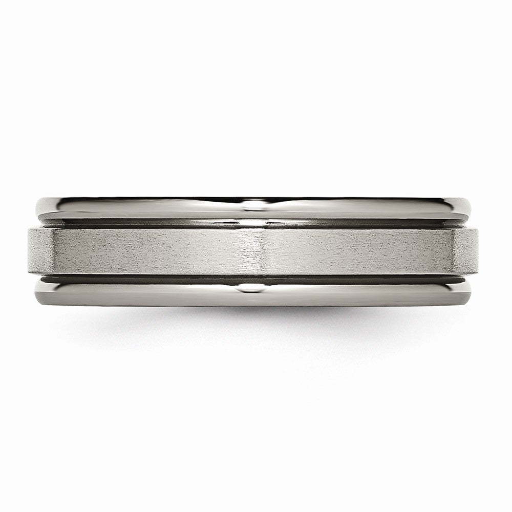 Chisel Titanium Grooved Edge 6mm Satin And Polished Wedding Band